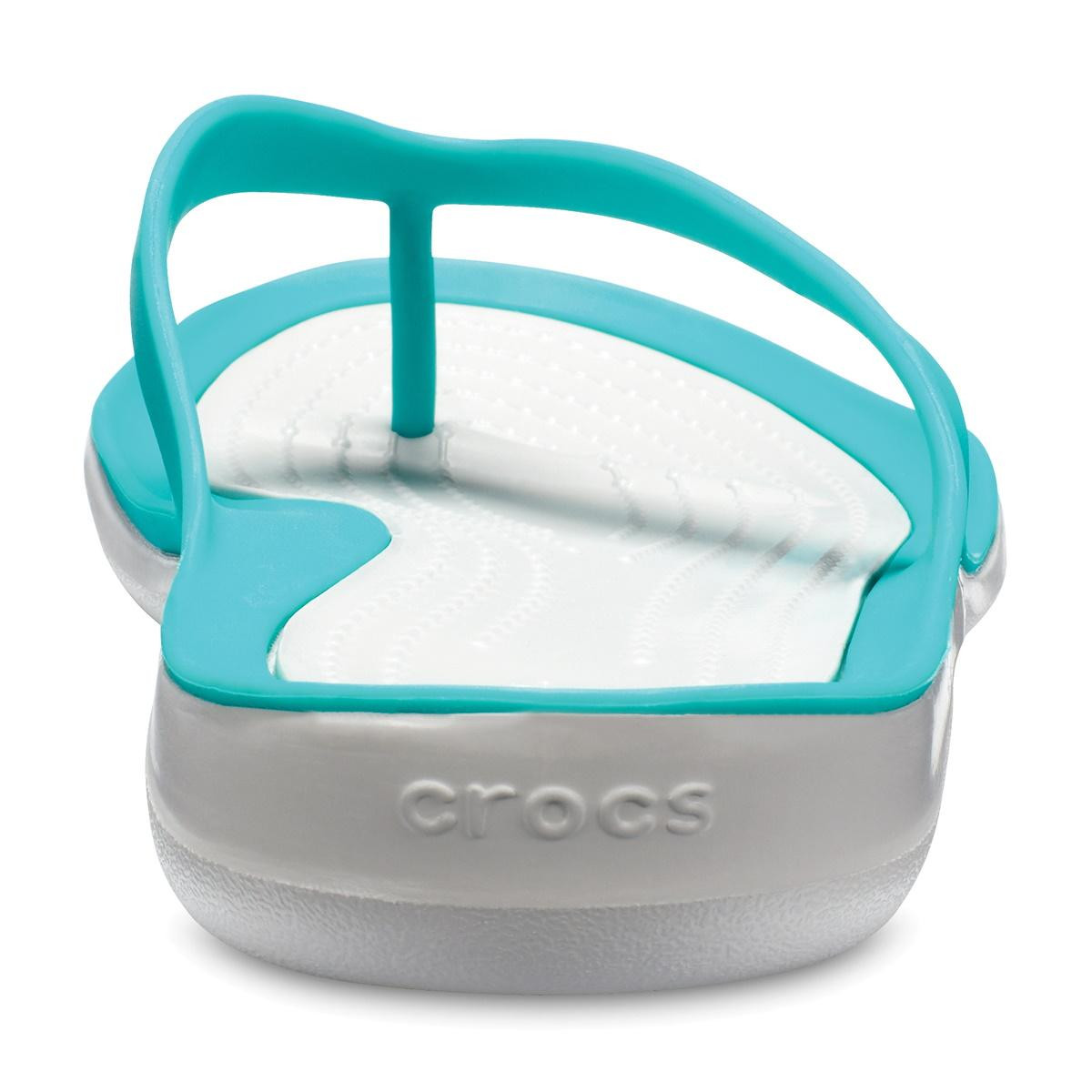 Șlapi Crocs Women\'s Swiftwater Flip Albastru - Tropical Teal/Pearl White - 3 | YEO