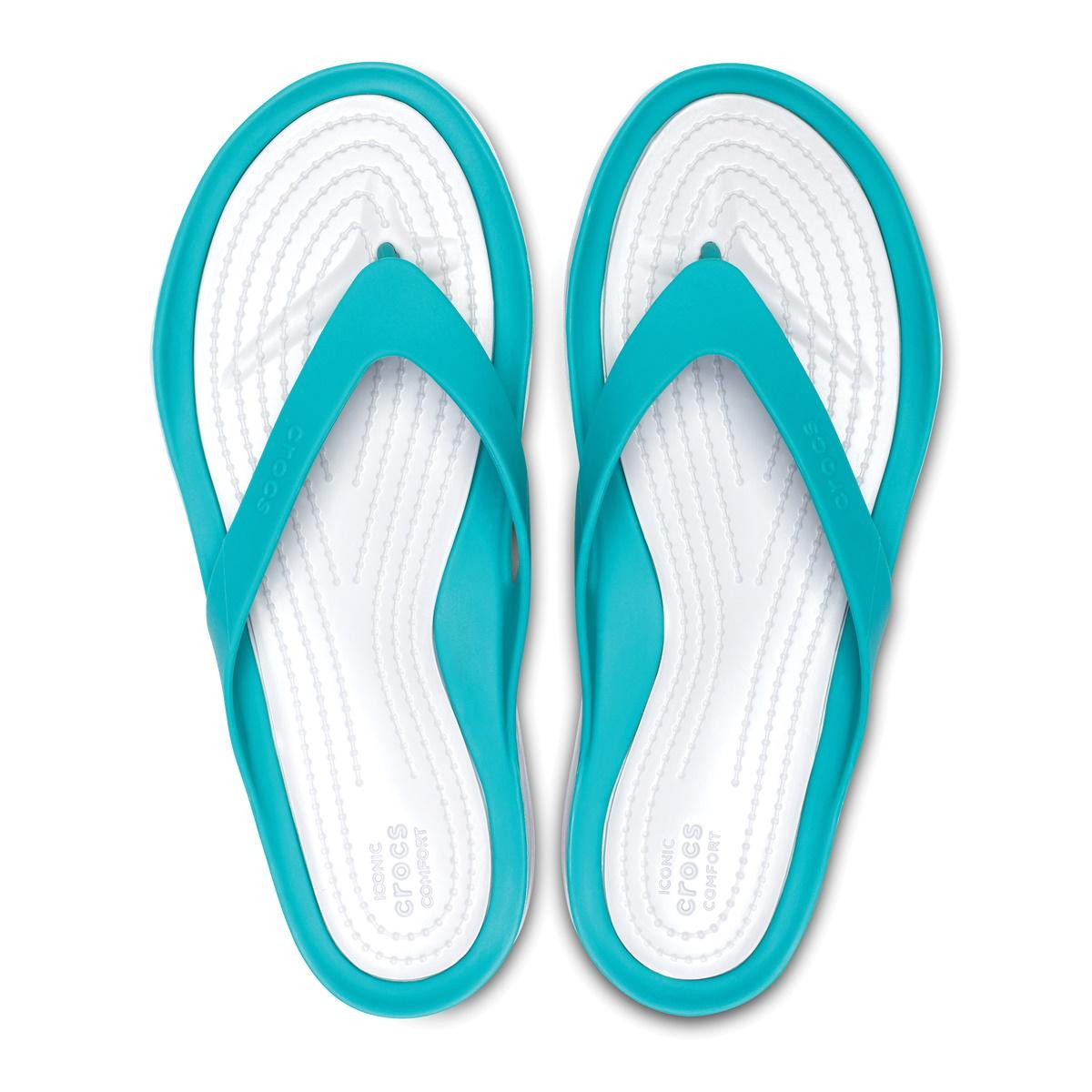 Șlapi Crocs Women\'s Swiftwater Flip Albastru - Tropical Teal/Pearl White - 4 | YEO