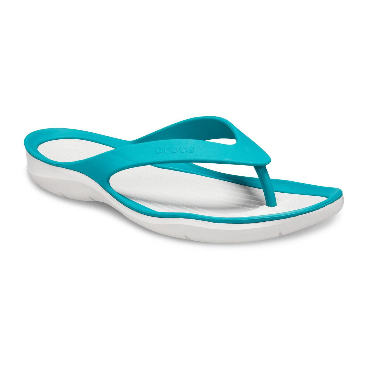 Șlapi Crocs Women\'s Swiftwater Flip Verde - Juniper/Pearl White - 1 | YEO