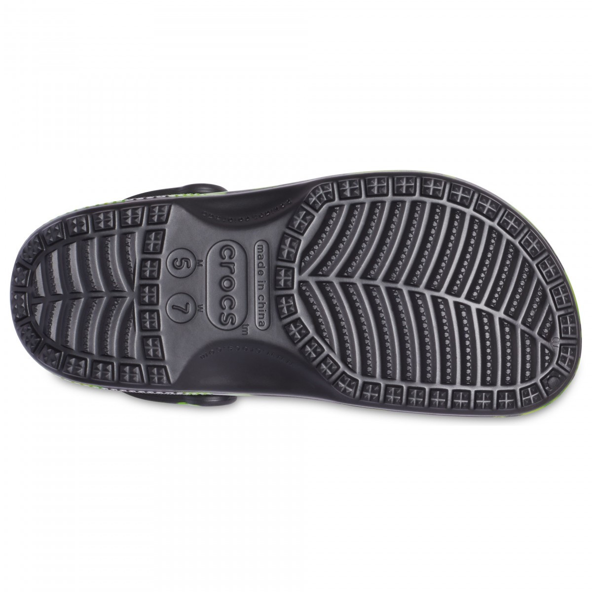 Saboti Crocs Classic Tie-Dye Graphic Clog Negru - Black/Lime Punch - 2 | YEO