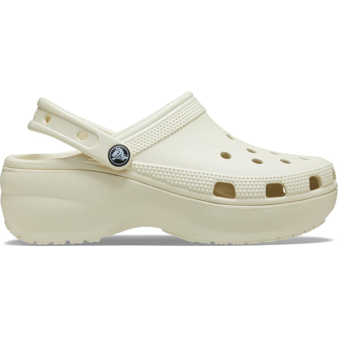 Saboți Crocs Women\'s Classic Platform Clog Bej - Bone