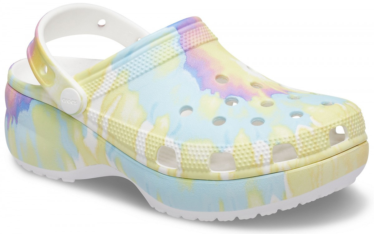 Saboți Crocs Women\'s Classic Platform Tie-Dye Graphic Clog Alb - White/Multi - 1 | YEO