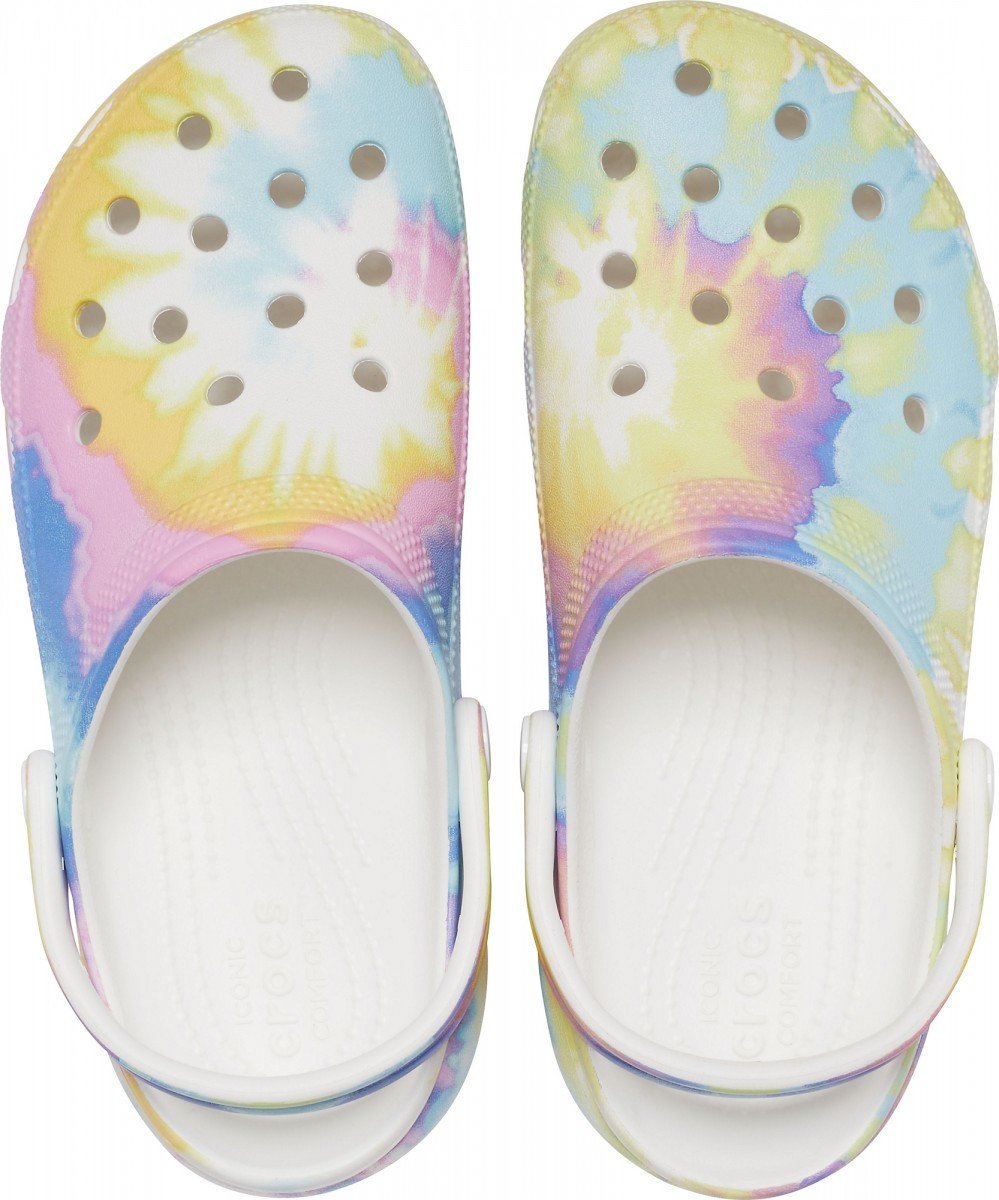 Saboți Crocs Women\'s Classic Platform Tie-Dye Graphic Clog Alb - White/Multi - 2 | YEO