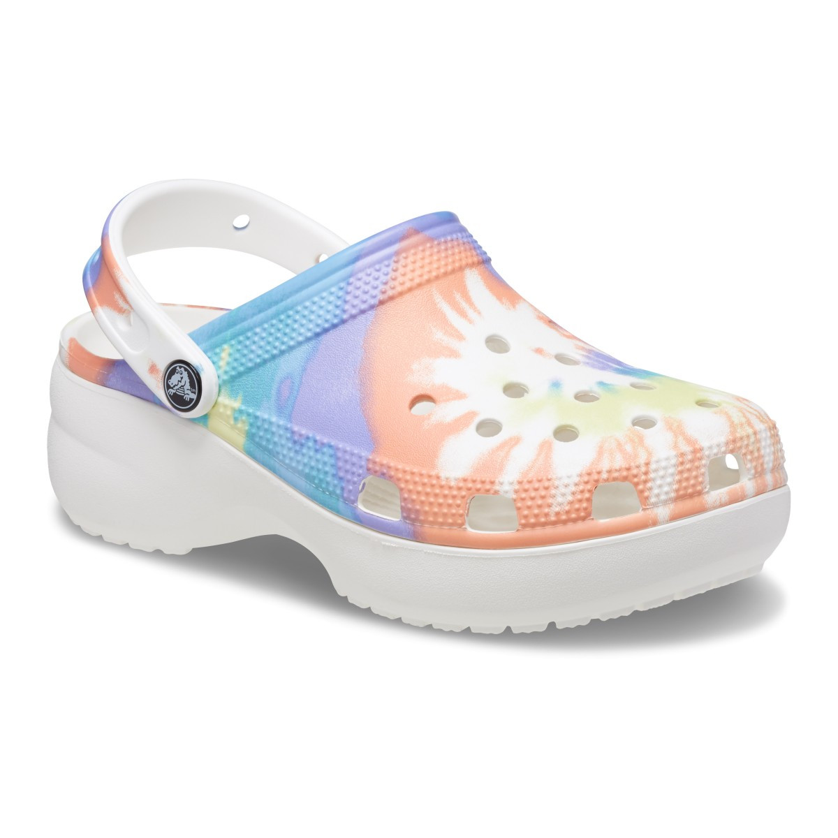 Saboți Crocs Women\'s Classic Platform Tie-Dye Graphic Clog Alb - Oxygen / Multi - 1 | YEO