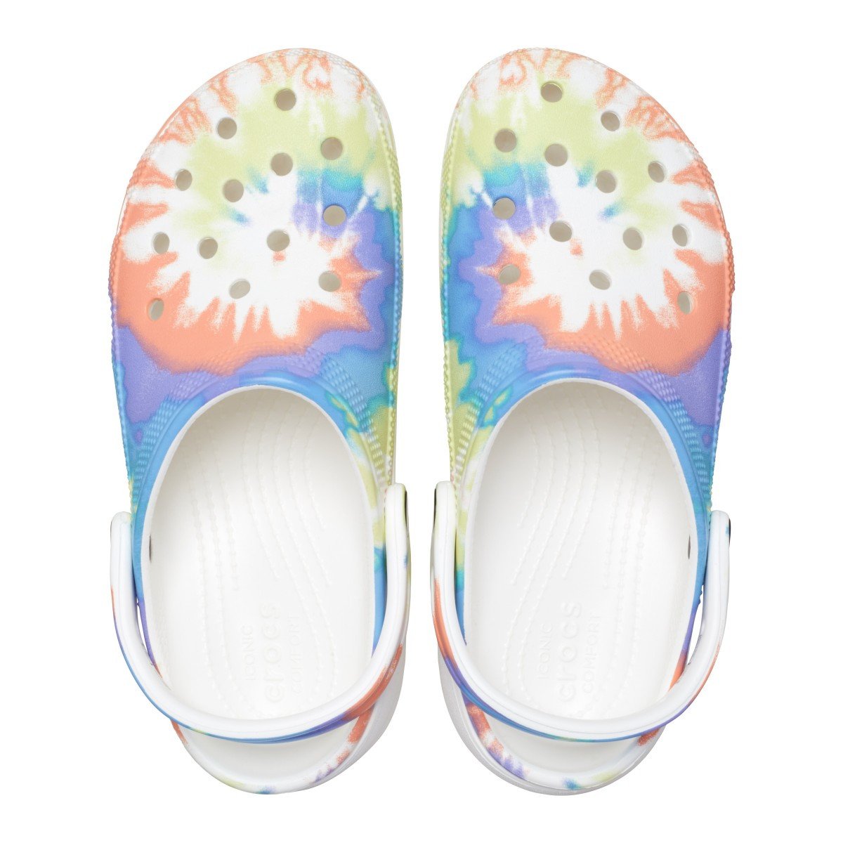 Saboți Crocs Women\'s Classic Platform Tie-Dye Graphic Clog Alb - Oxygen / Multi - 3 | YEO