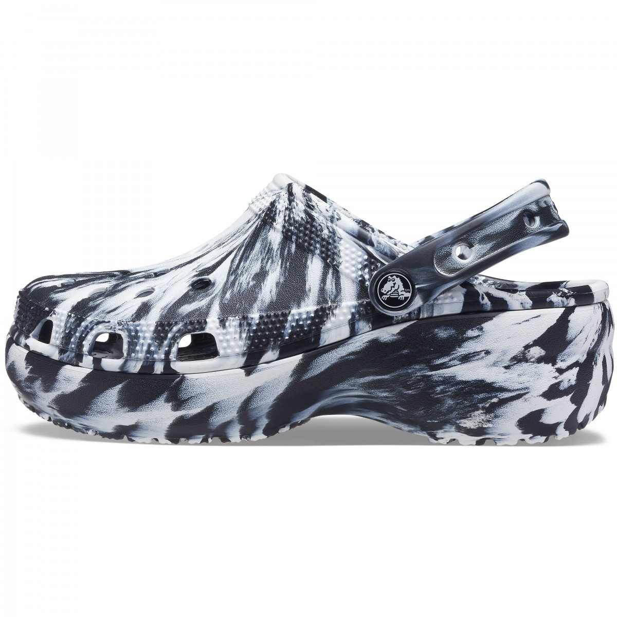 Saboți Crocs Women\'s Classic Platform Marbled Clog Negru - Black/White - 2 | YEO