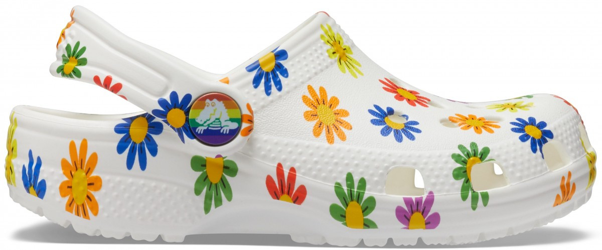 Saboti Crocs Kids\' Classic Seasonal Print Clog Alb - White/Multi