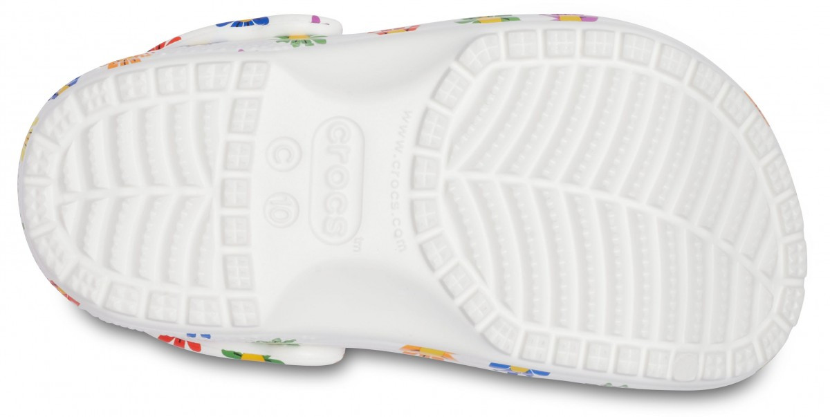 Saboti Crocs Kids\' Classic Seasonal Print Clog Alb - White/Multi - 3 | YEO