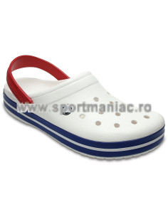 Saboti Crocs Crocband Alb - White/Blue Jean 2