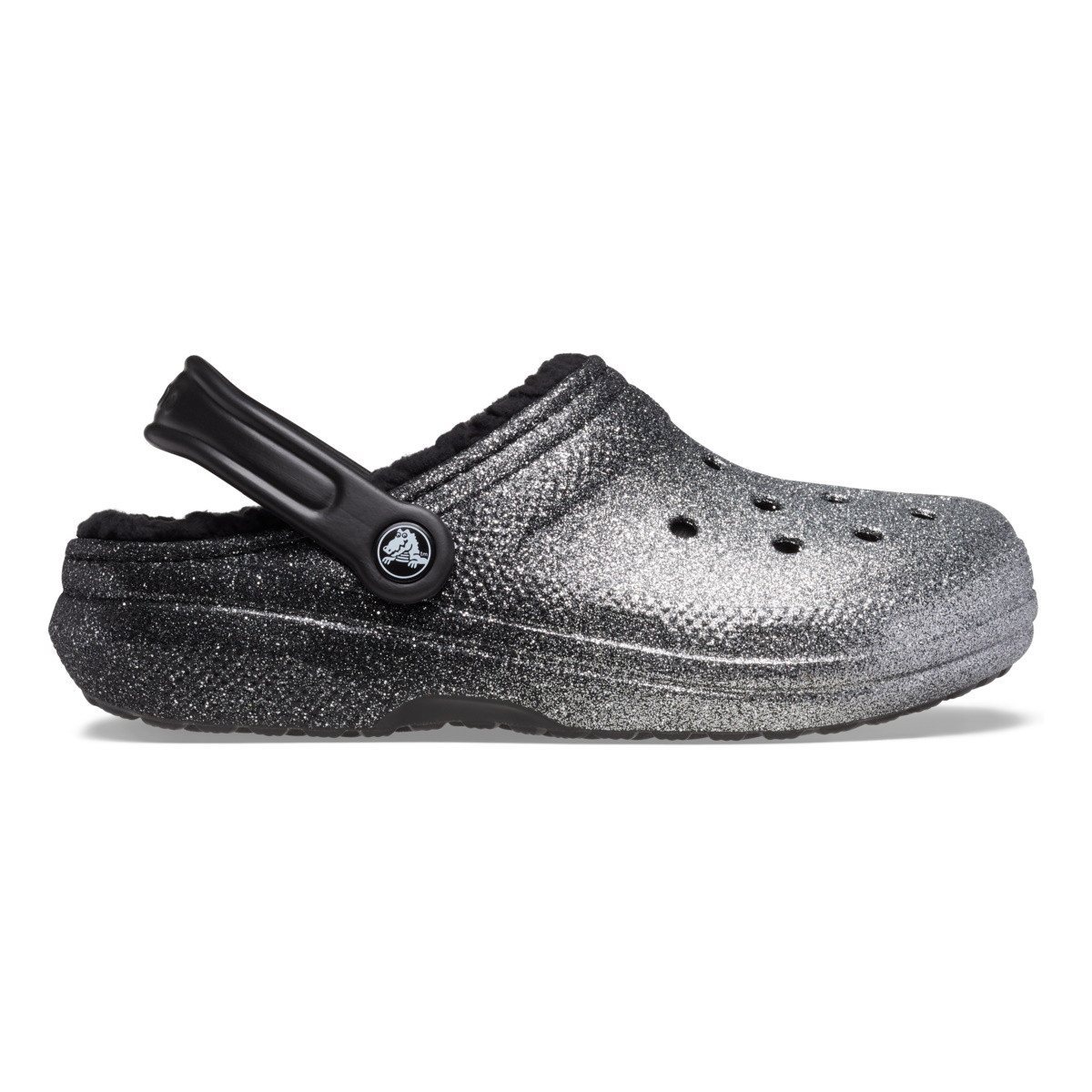 Saboți Crocs Classic Glitter Lined Clog Negru – Silver/Black CLASSIC