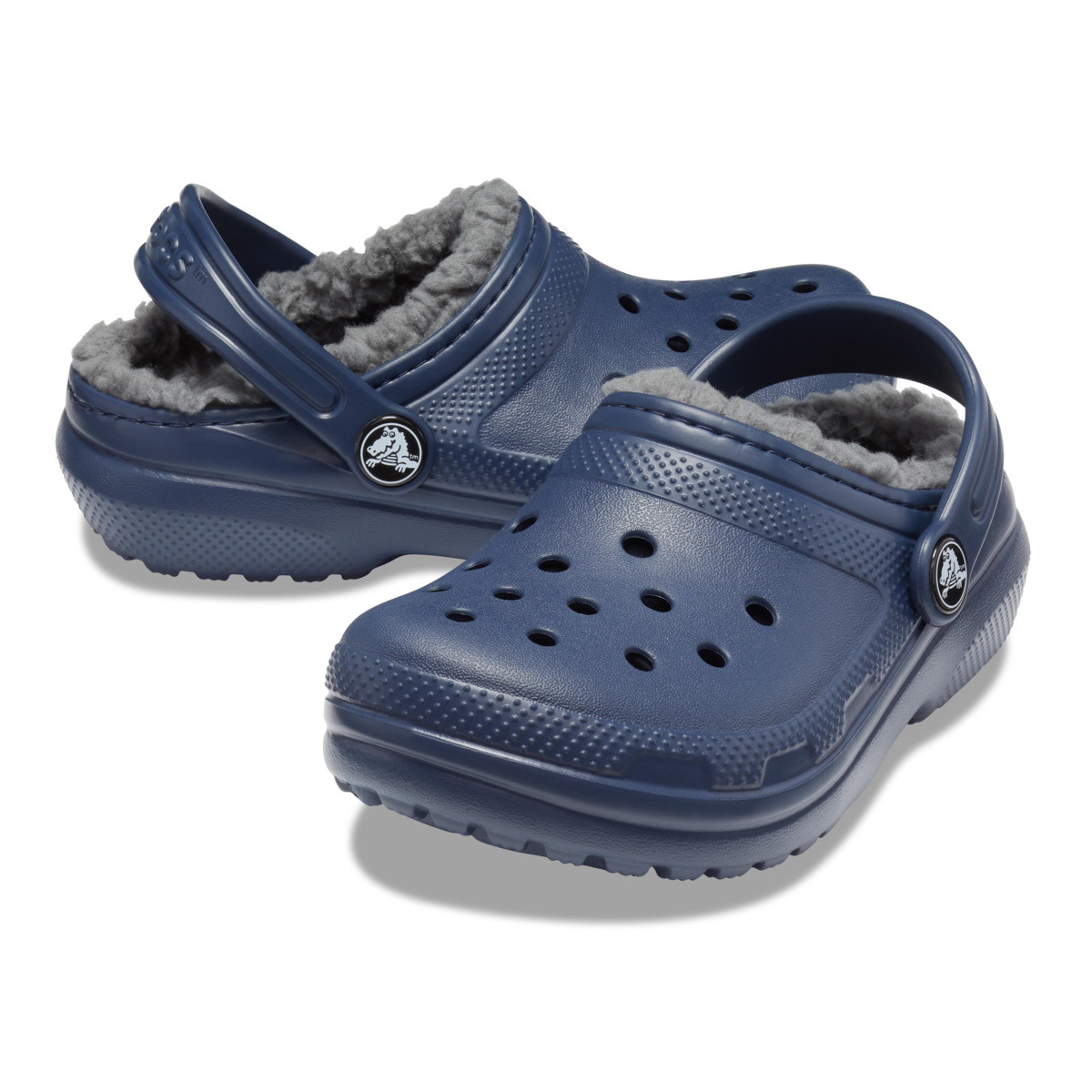 Saboti Crocs Toddler Classic Lined Clog Albastru - Navy/Charcoal - 4 | YEO
