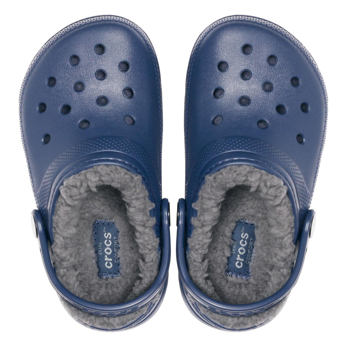 Saboti Crocs New Classic Lined Clog Kids Albastru - Navy/Charcoal - 4 | YEO