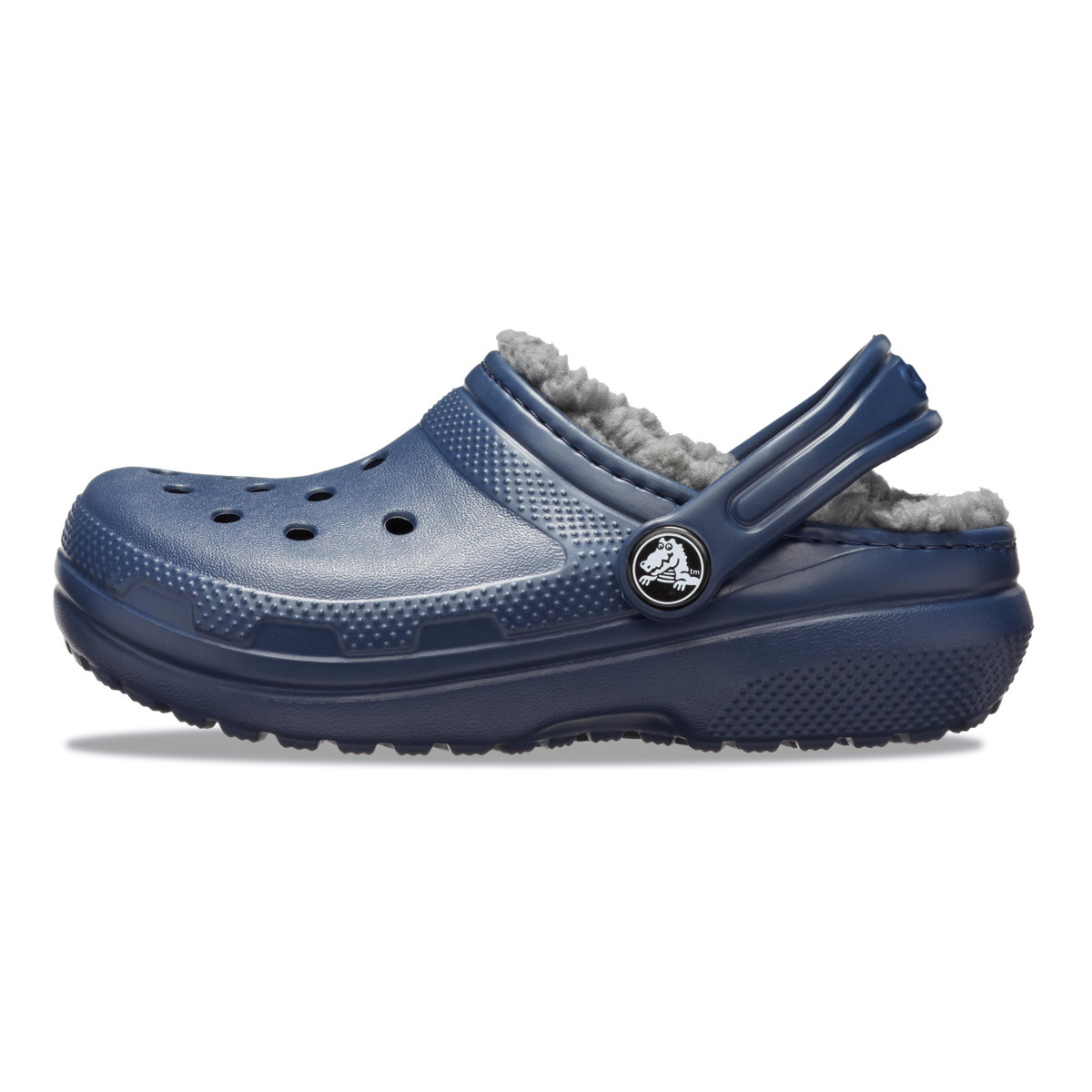 Saboti Crocs New Classic Lined Clog Kids Albastru - Navy/Charcoal - 2 | YEO