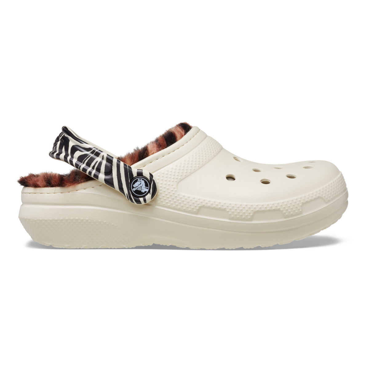 Saboți crocs classic lined animal remix clog bej - bone/multi animal