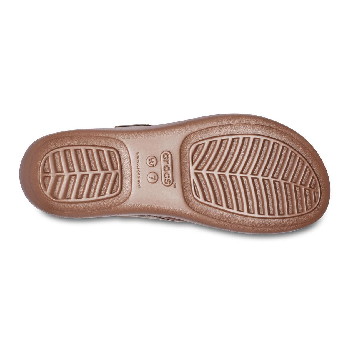 Șlapi Crocs Monterey Metallic Wedge Flip Bronz - Bronze - 5 | YEO