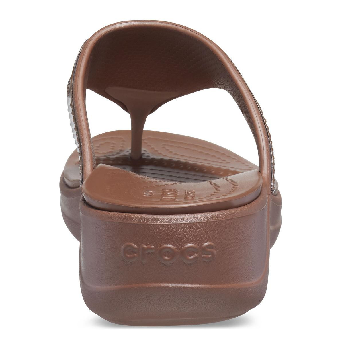 Șlapi Crocs Monterey Metallic Wedge Flip Bronz - Bronze - 4 | YEO