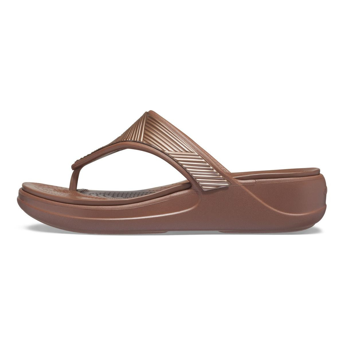 Șlapi Crocs Monterey Metallic Wedge Flip Bronz - Bronze - 2 | YEO