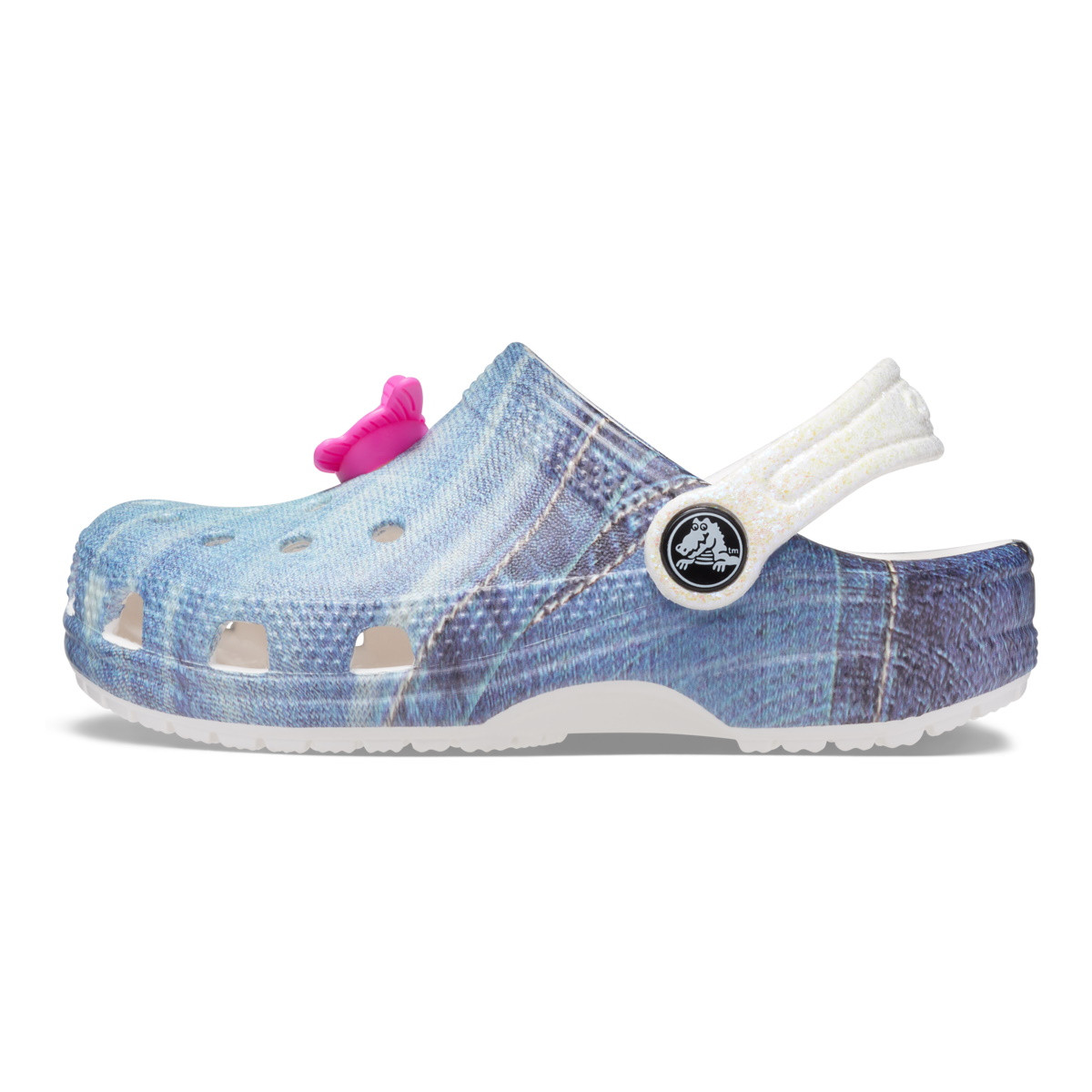 Saboti Crocs Toddler Classic Denim Clog Alb - White/Multi - 2 | YEO