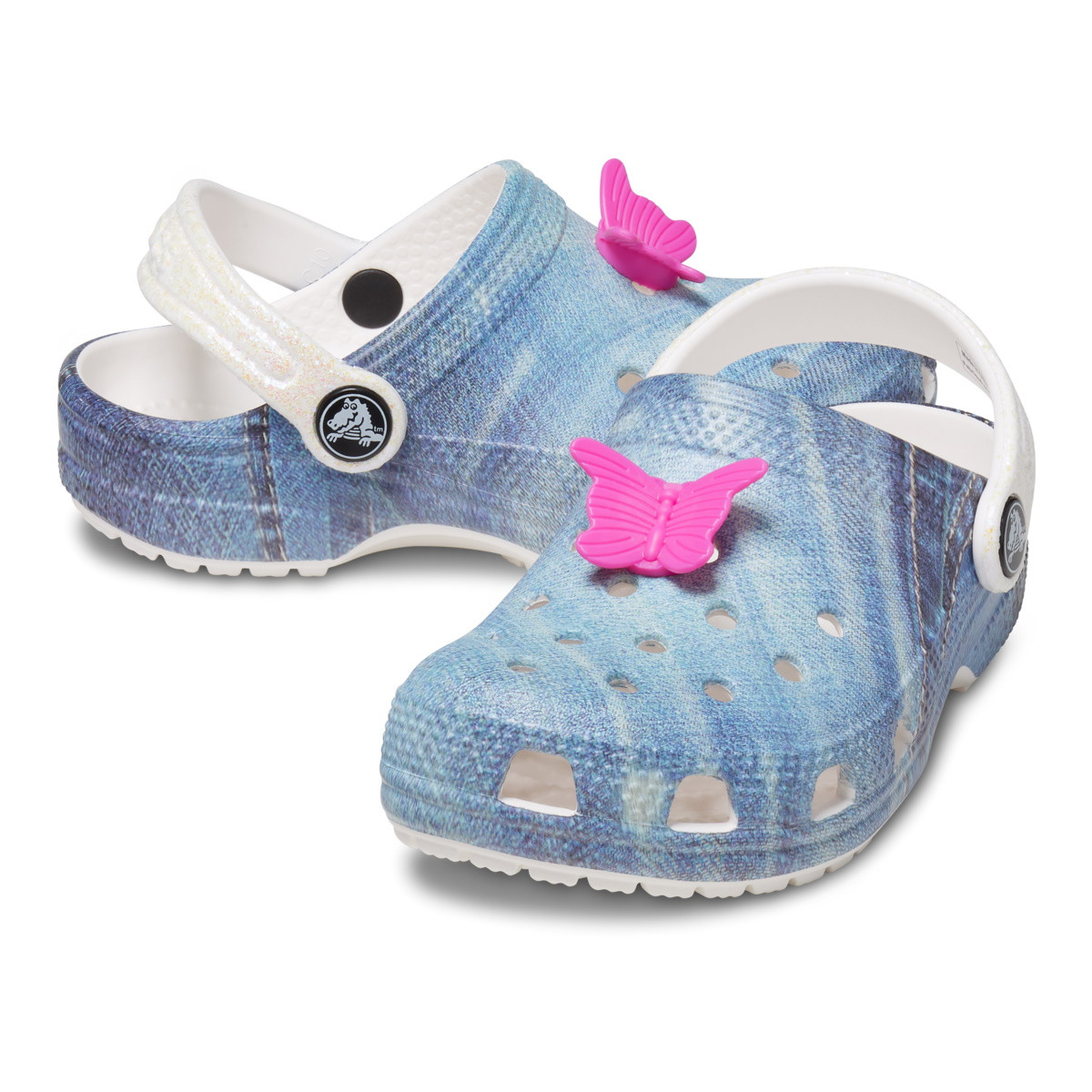 Saboti Crocs Toddler Classic Denim Clog Alb - White/Multi - 3 | YEO