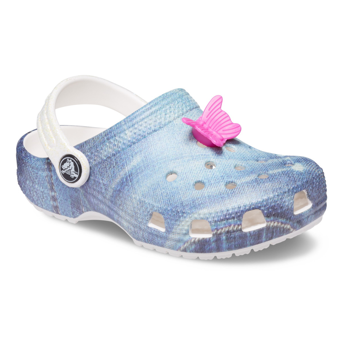 Saboti Crocs Toddler Classic Denim Clog Alb - White/Multi - 1 | YEO