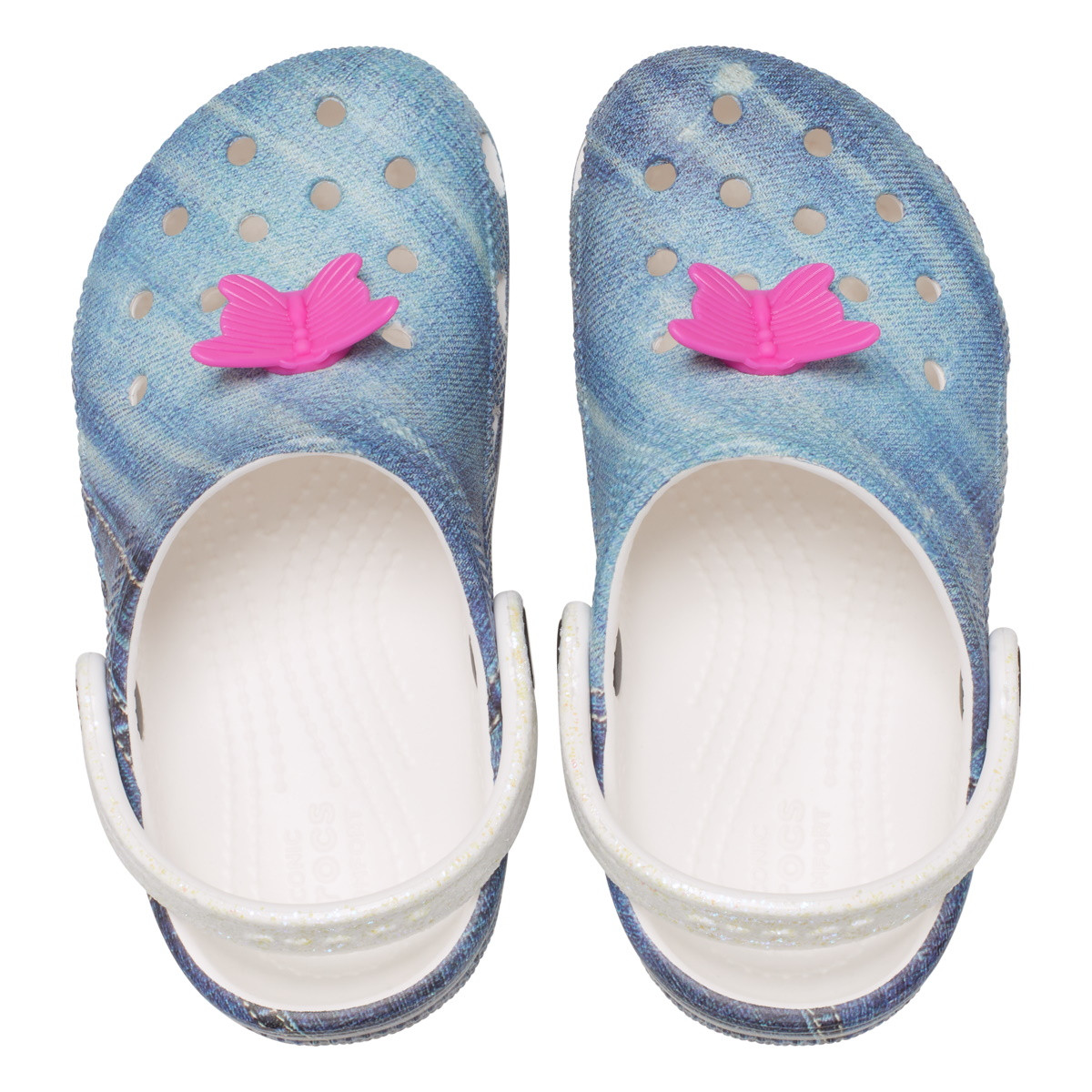 Saboti Crocs Toddler Classic Denim Clog Alb - White/Multi - 5 | YEO