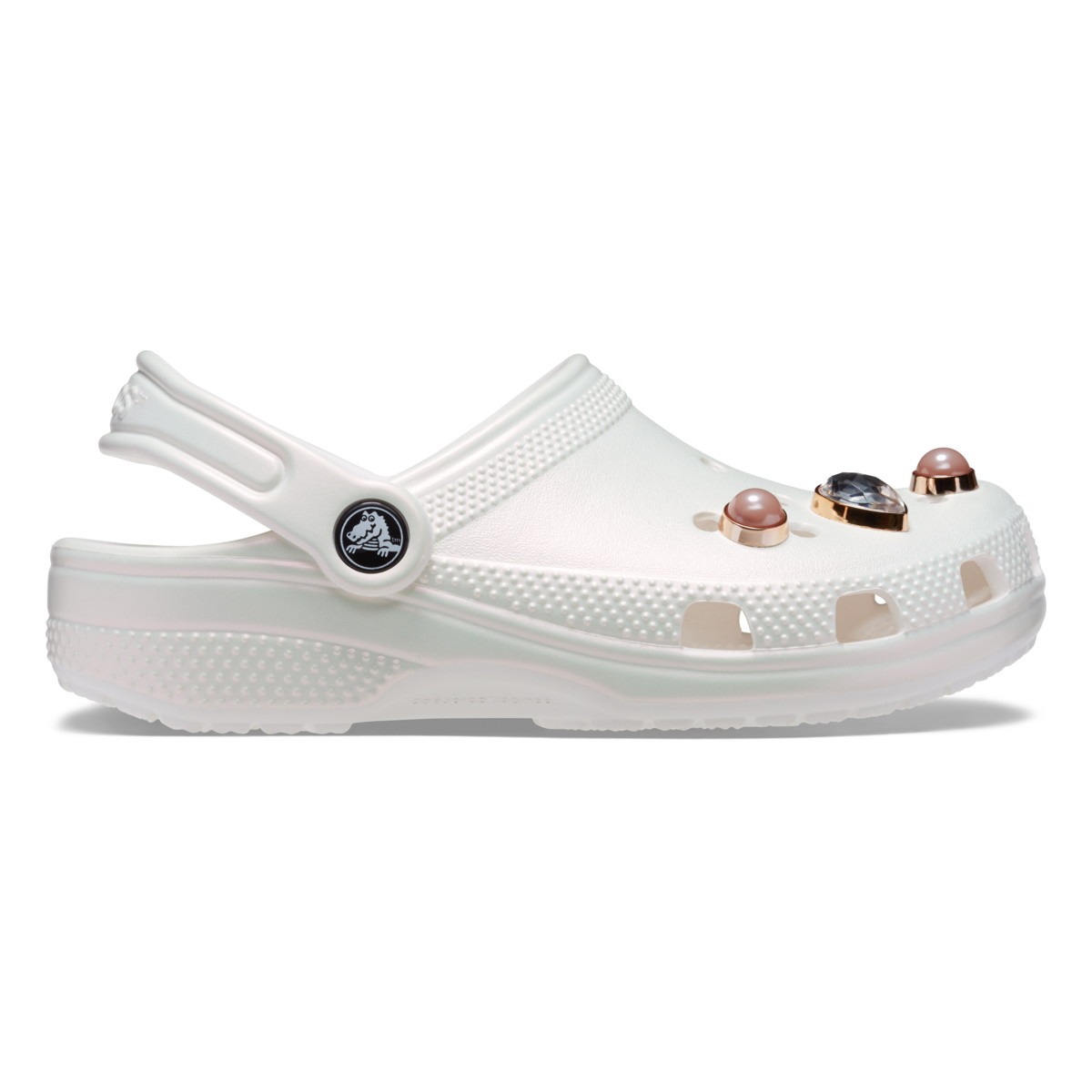Saboti Crocs Classic Crystals Pearls Clog Kids Alb - White