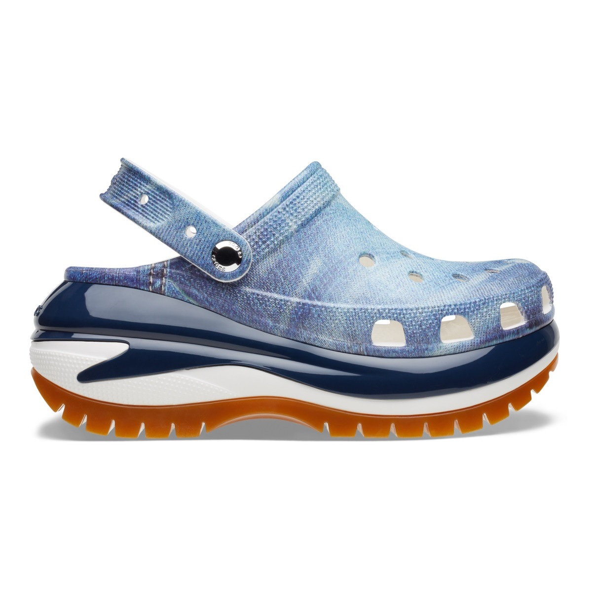 Saboti Crocs Classic Mega Crush Denim Clog Alb - White/Multi