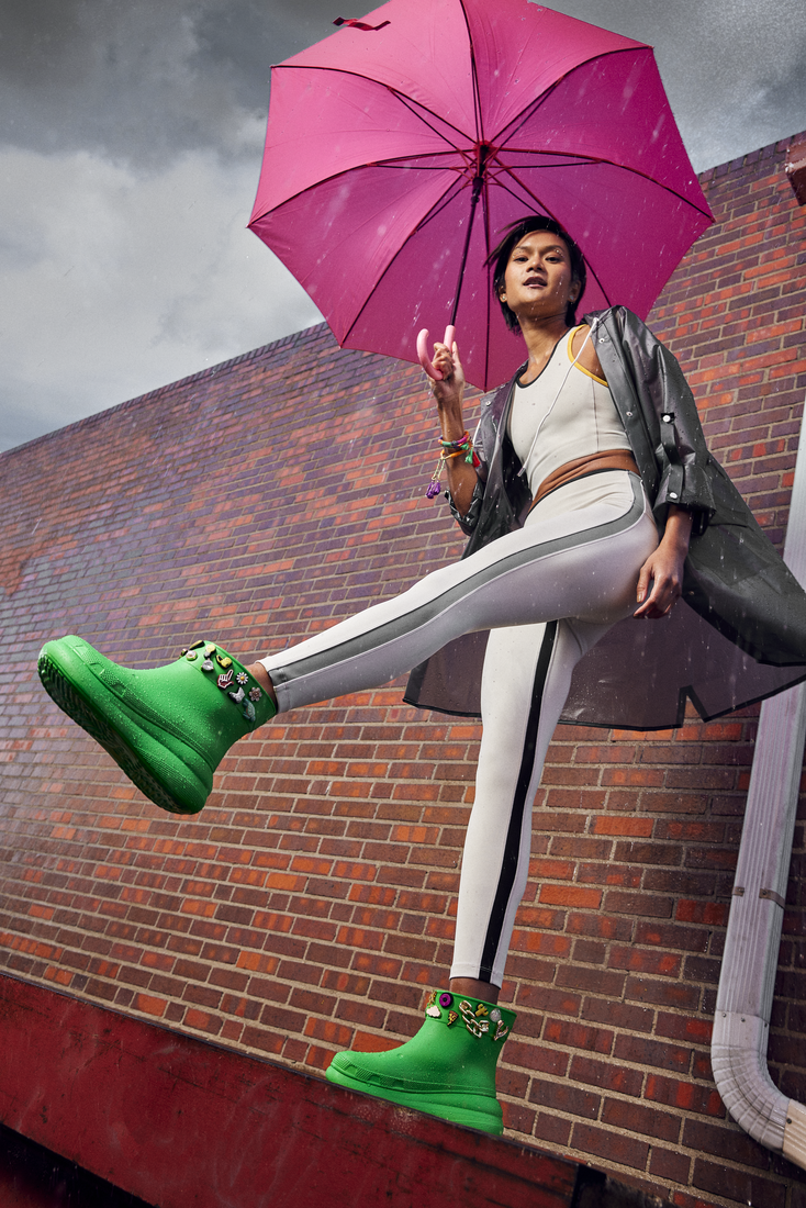 Cizme Crocs Classic Crush Rain Boot Verde - Grass Green