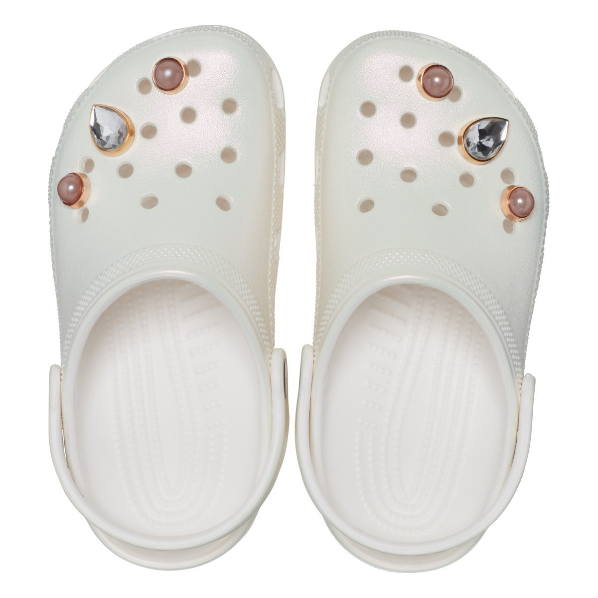 Saboti Crocs Classic Toddler Crystals Pearls Clog Alb - White - 3 | YEO