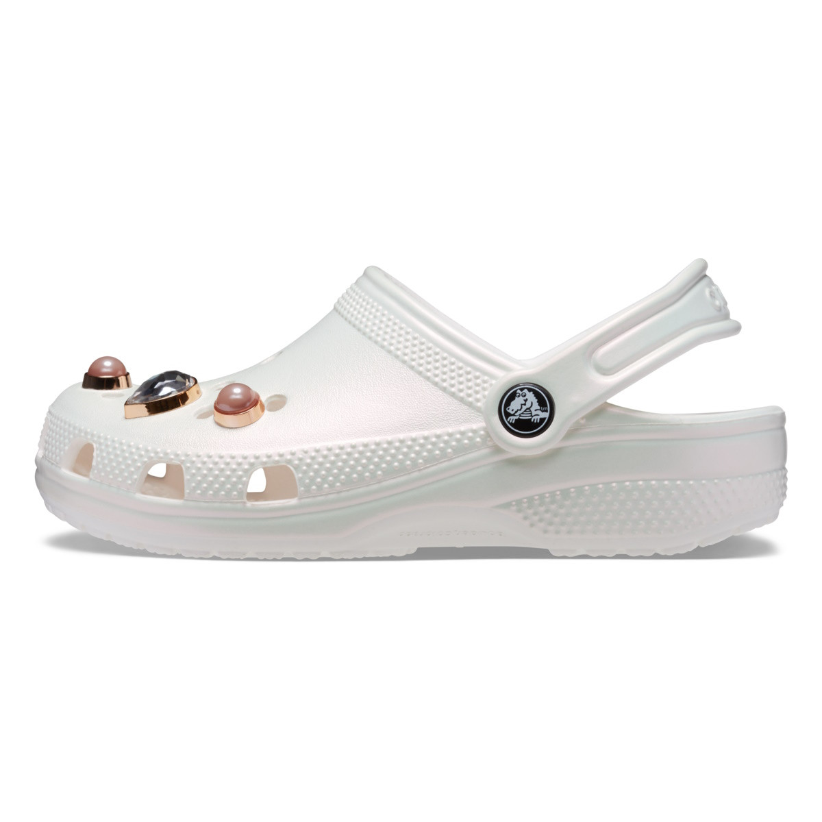 Saboti Crocs Classic Toddler Crystals Pearls Clog Alb - White - 2 | YEO