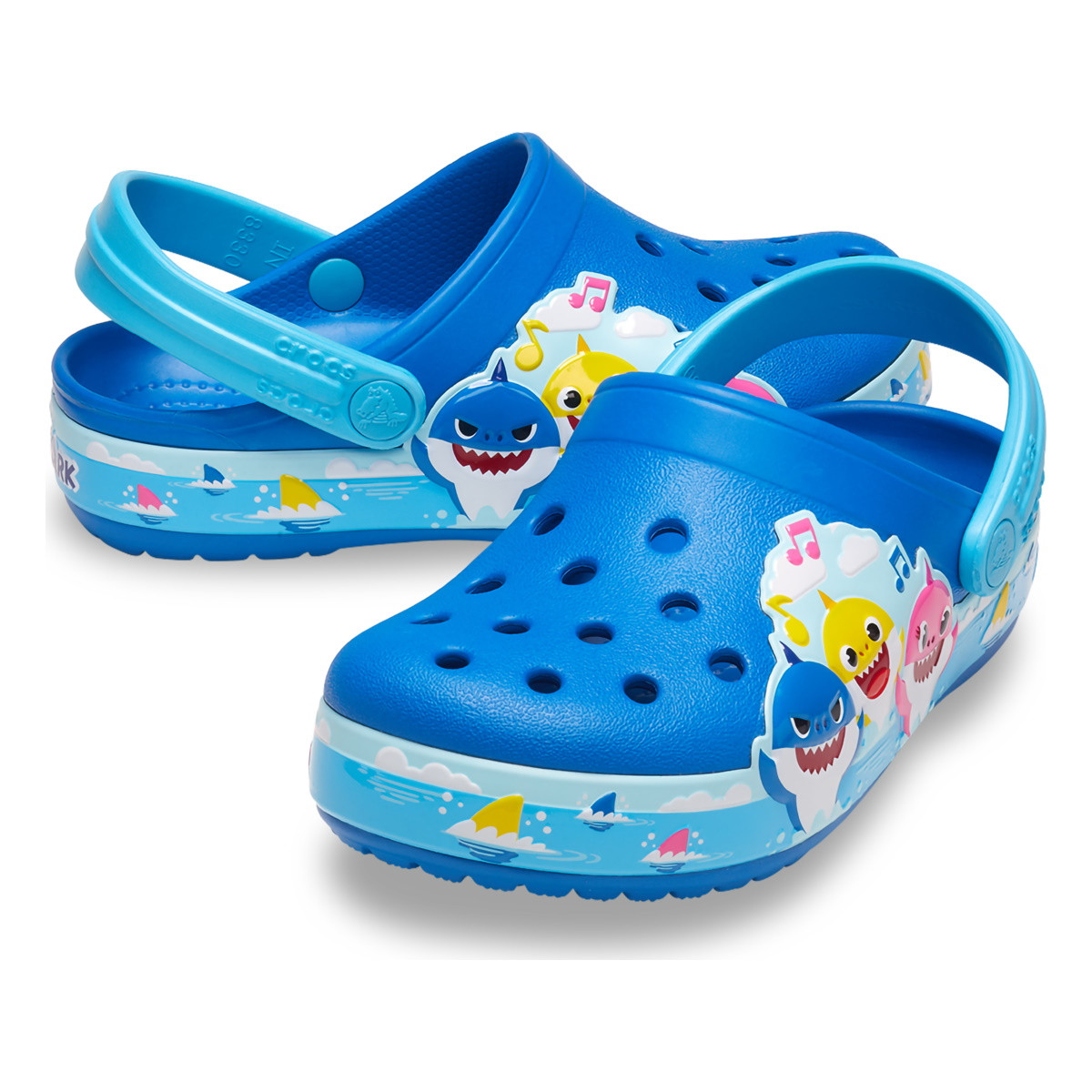 Saboți Crocs Toddler Fun Lab Baby Shark Band Clog Albastru - Bright Cobalt - 2 | YEO