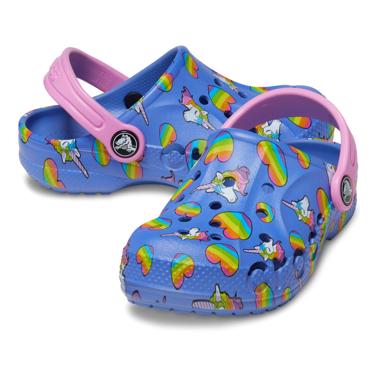 Saboți Crocs Toddler Baya Graphic Clog Albastru - Lapis/Multi - 3 | YEO