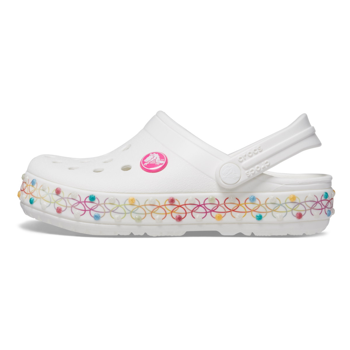 Saboți Crocs Toddler Crocband Stretch Necklace Clog Alb - White/Multi - 2 | YEO