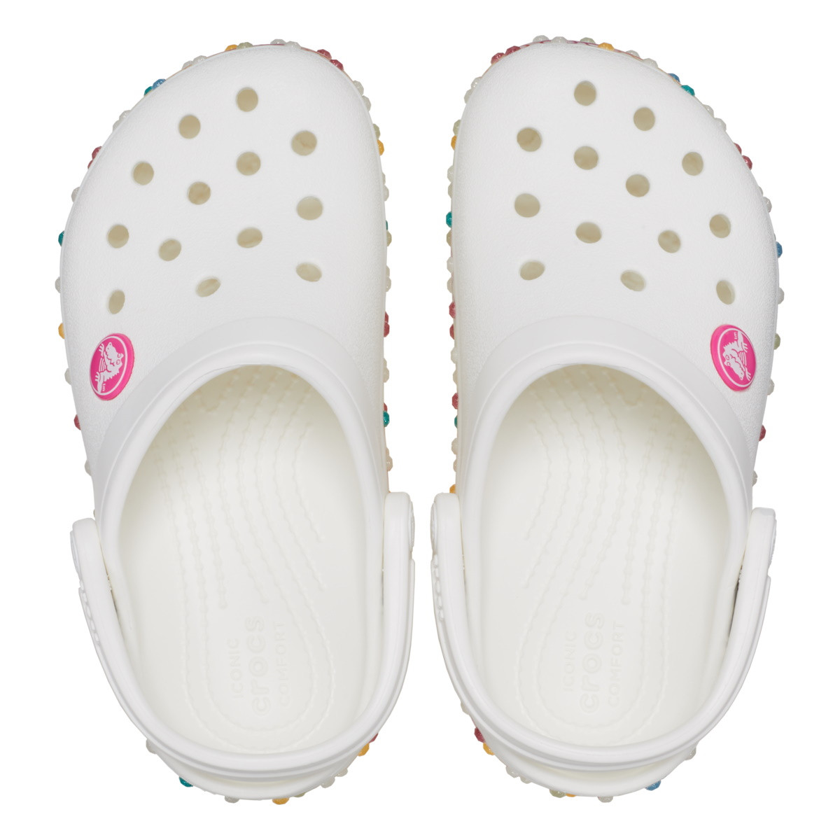 Saboți Crocs Toddler Crocband Stretch Necklace Clog Alb - White/Multi - 4 | YEO