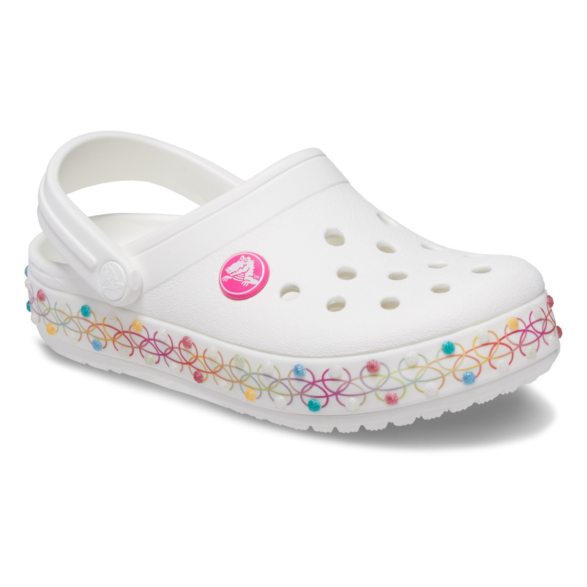 Saboți Crocs Toddler Crocband Stretch Necklace Clog Alb - White/Multi - 1 | YEO