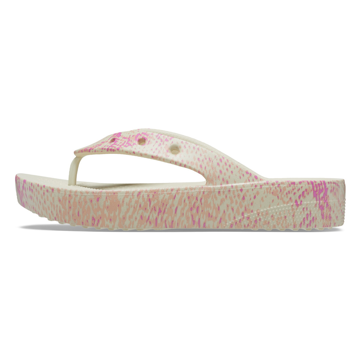 Slapi Crocs Classic Platform Snake Print Flip Bej - Bone/Multi - 2 | YEO