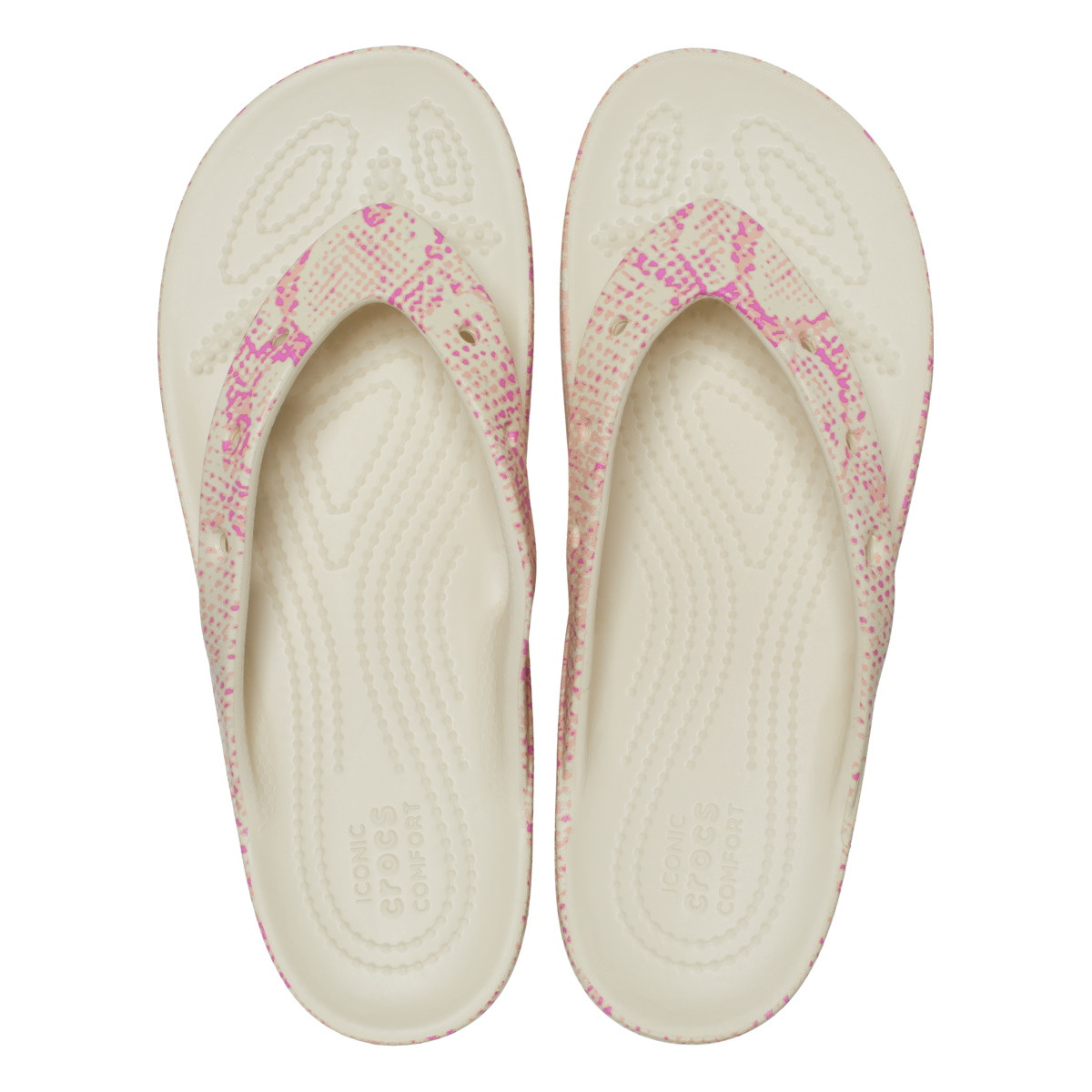 Slapi Crocs Classic Platform Snake Print Flip Bej - Bone/Multi - 4 | YEO