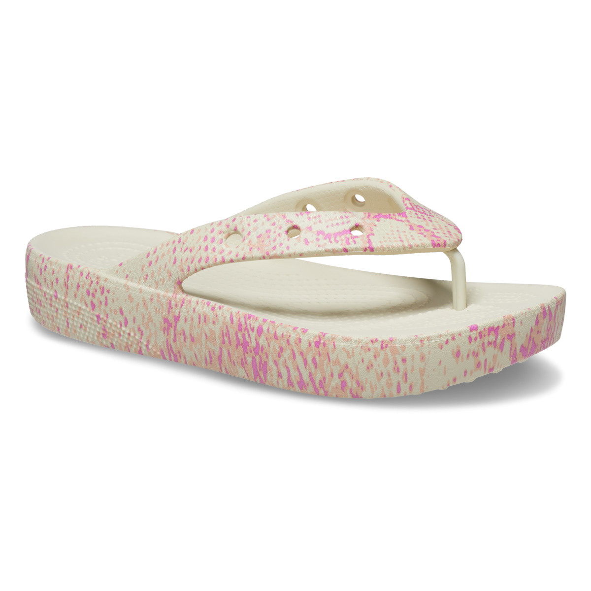 Slapi Crocs Classic Platform Snake Print Flip Bej - Bone/Multi - 1 | YEO