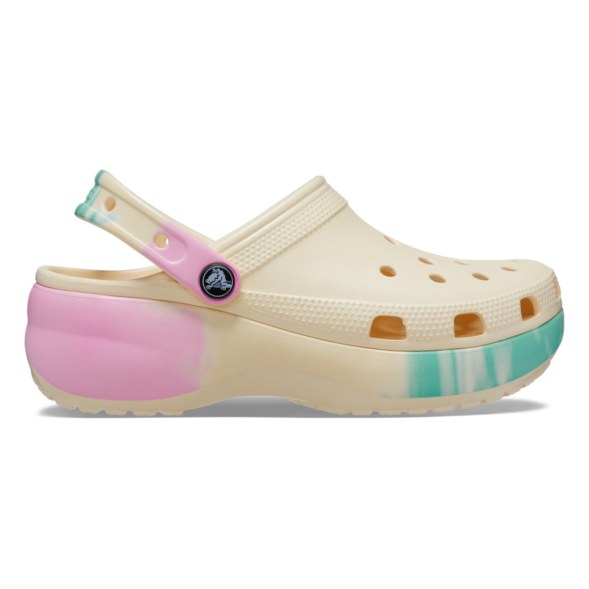 Saboți crocs classic platform ombre clog bej - vanilla/multi