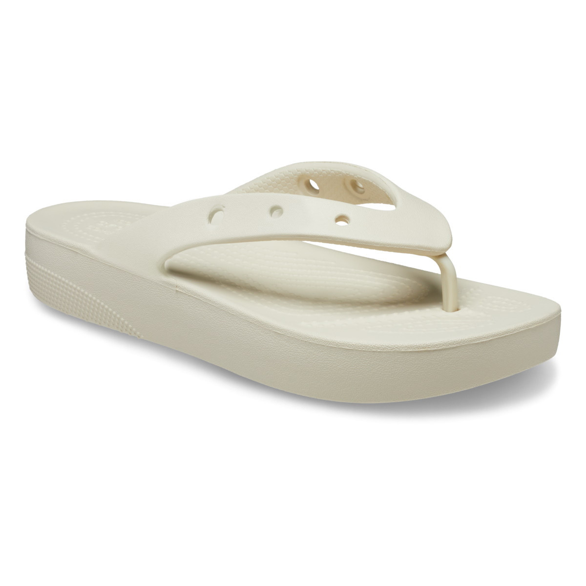 Slapi Crocs Classic Platform Flip Bej - Bone - 1 | YEO