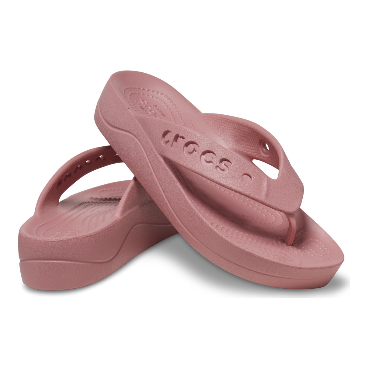Slapi Crocs Baya Platform Flip Roz - Blossom - 4 | YEO