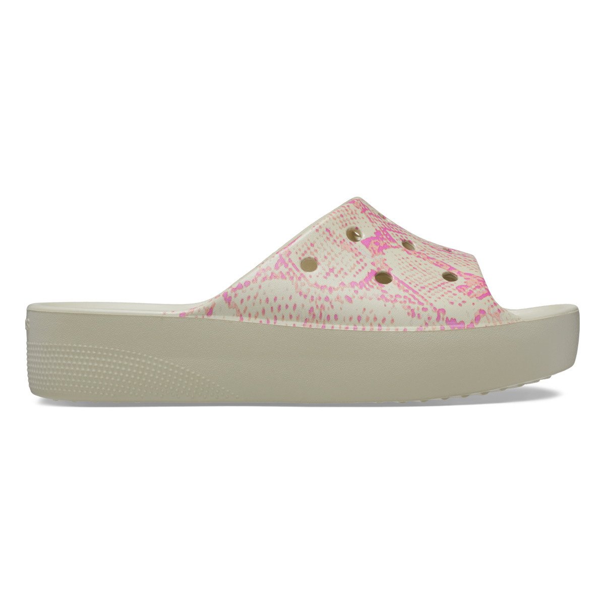 Papuci crocs classic platform snake print slide bej - bone/multi
