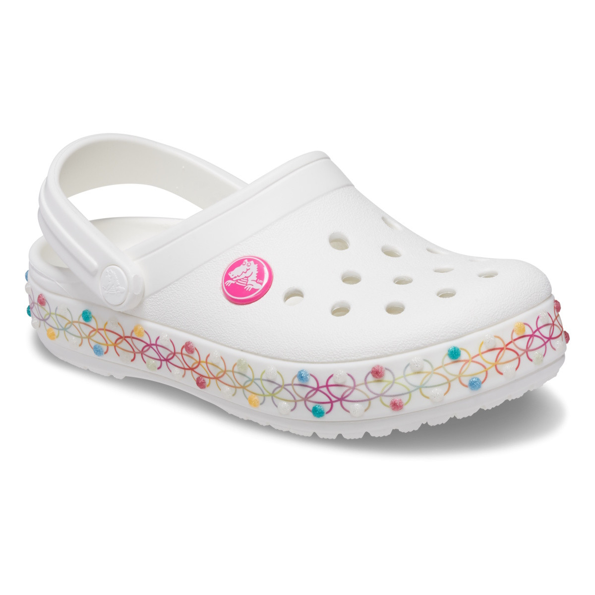 Saboți Crocs Crocband Stretch Necklace Clog Kids Alb - White/Multi - 1 | YEO