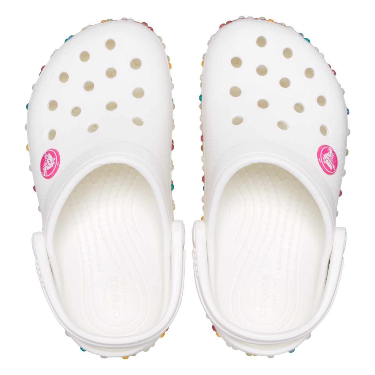 Saboți Crocs Crocband Stretch Necklace Clog Kids Alb - White/Multi - 4 | YEO