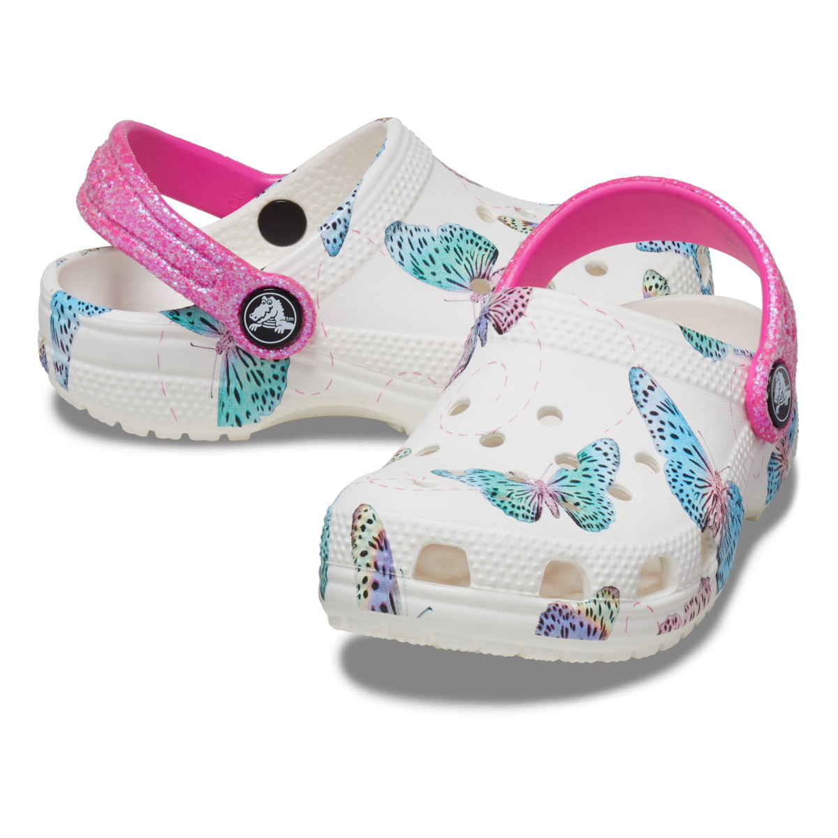 Saboti Crocs Toddler Classic Butterfly Clog Alb - White/Multi - 3 | YEO