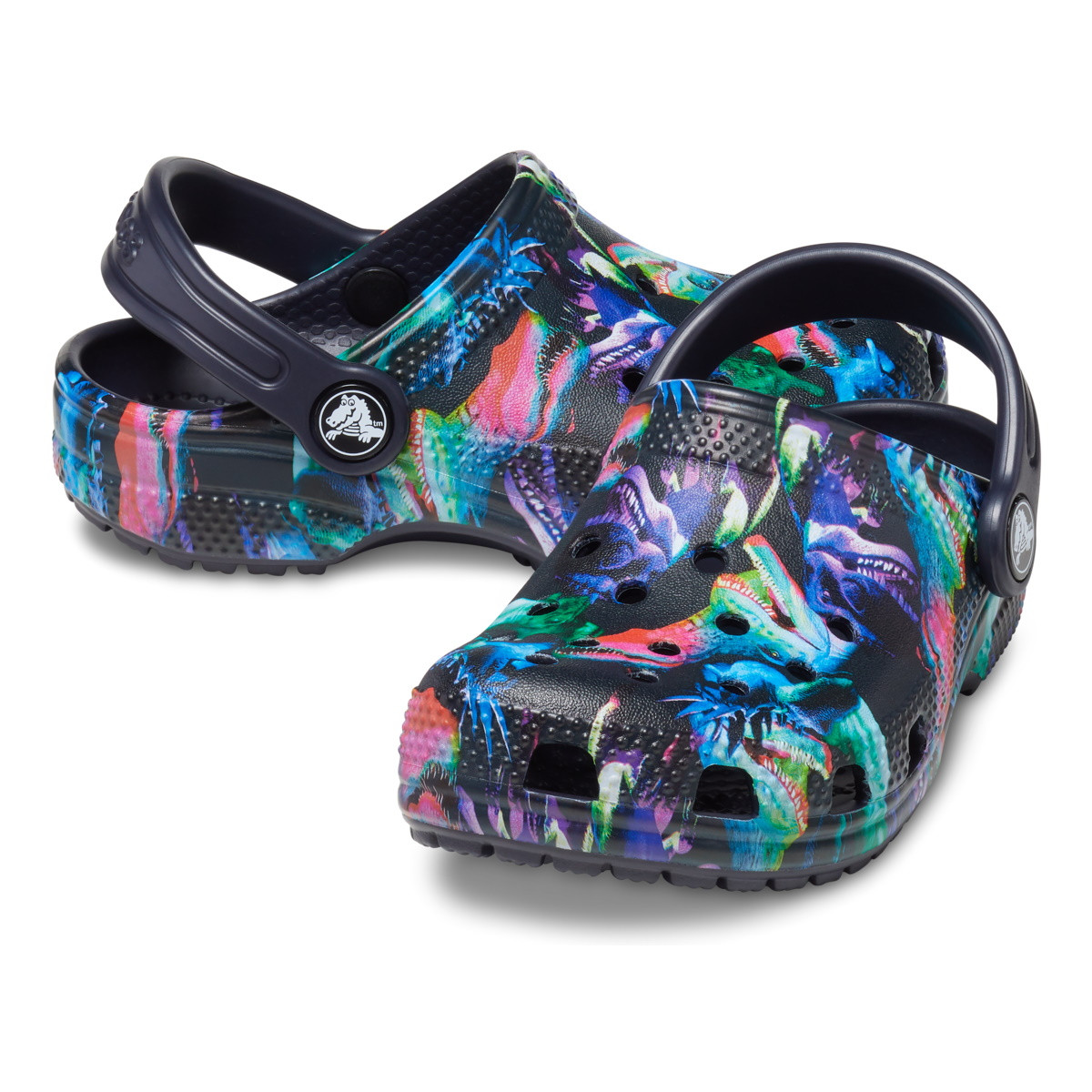 Saboti Crocs Classic Toddler Dino Clog Albastru - Deep Navy/Multi - 3 | YEO
