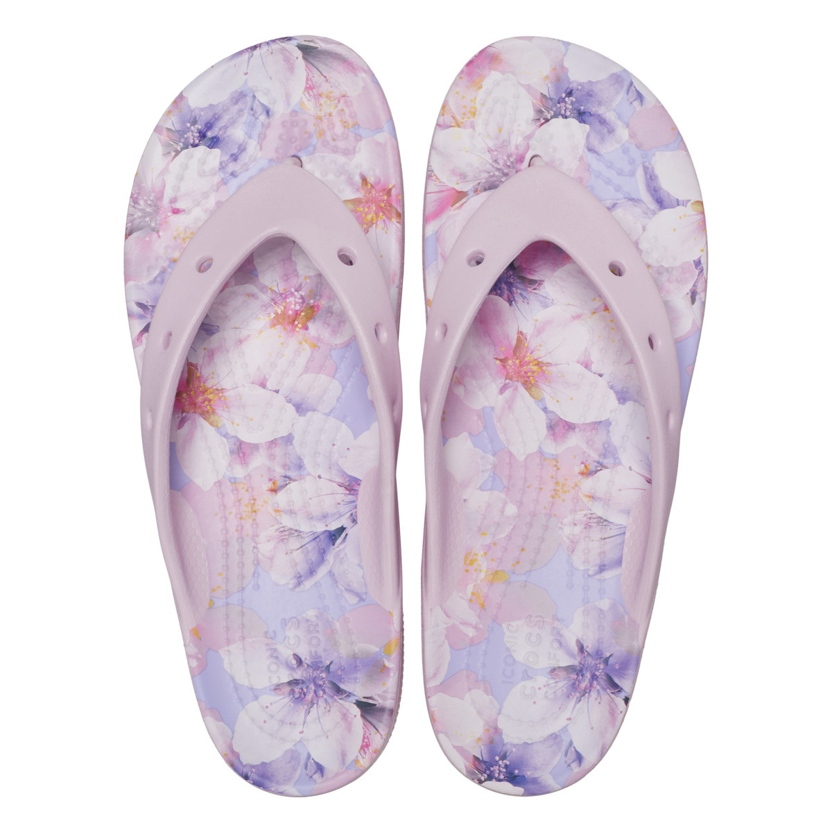 Slapi Crocs Classic Platform Cherry Blossom Flip Roz - Ballerina Pink/Floral - 4 | YEO
