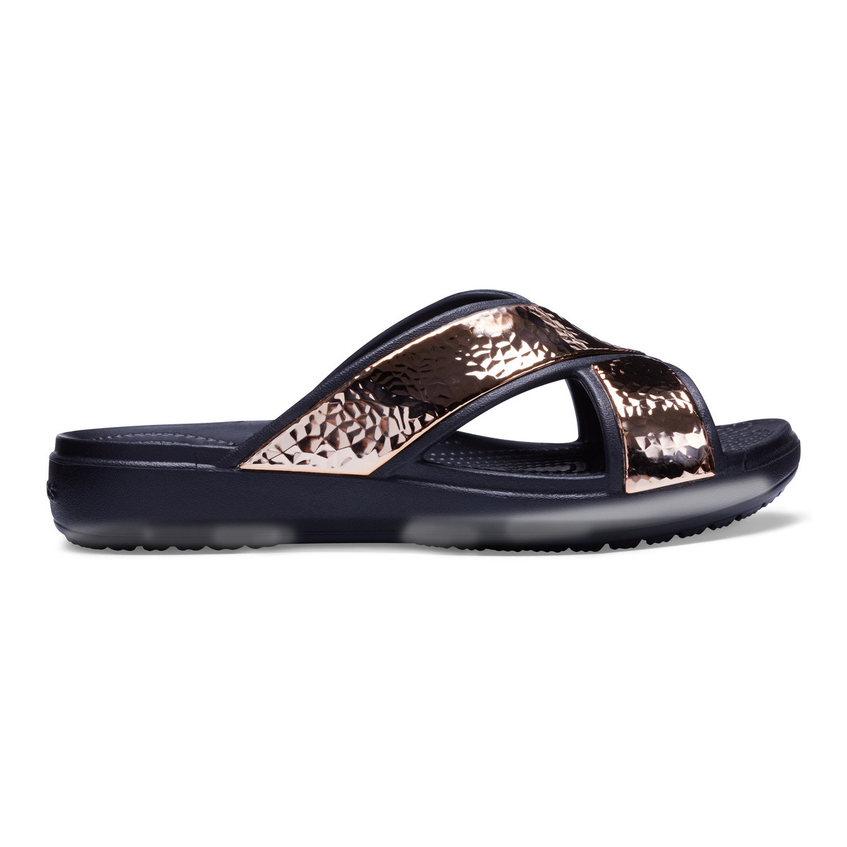 Papuci Crocs Sloane Hammered XStrap Negru – Black/Rose Gold Black/Rose imagine 2022