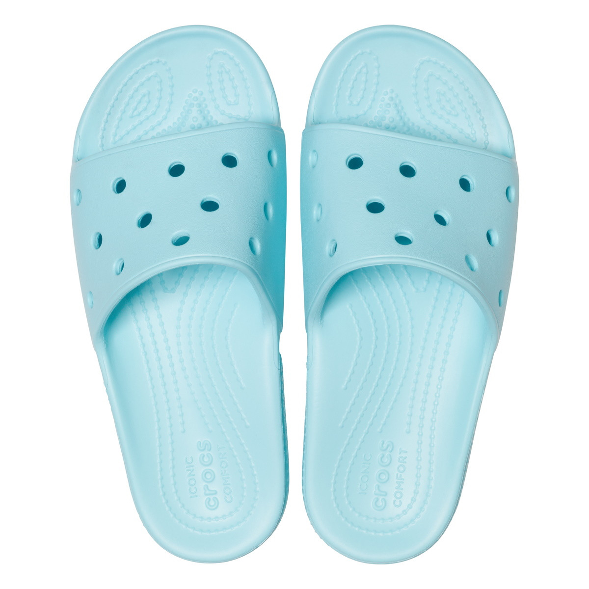 Papuci Classic Crocs Slide Iconic Crocs Comfort Albastru deschis - Ice Blue - 4 | YEO