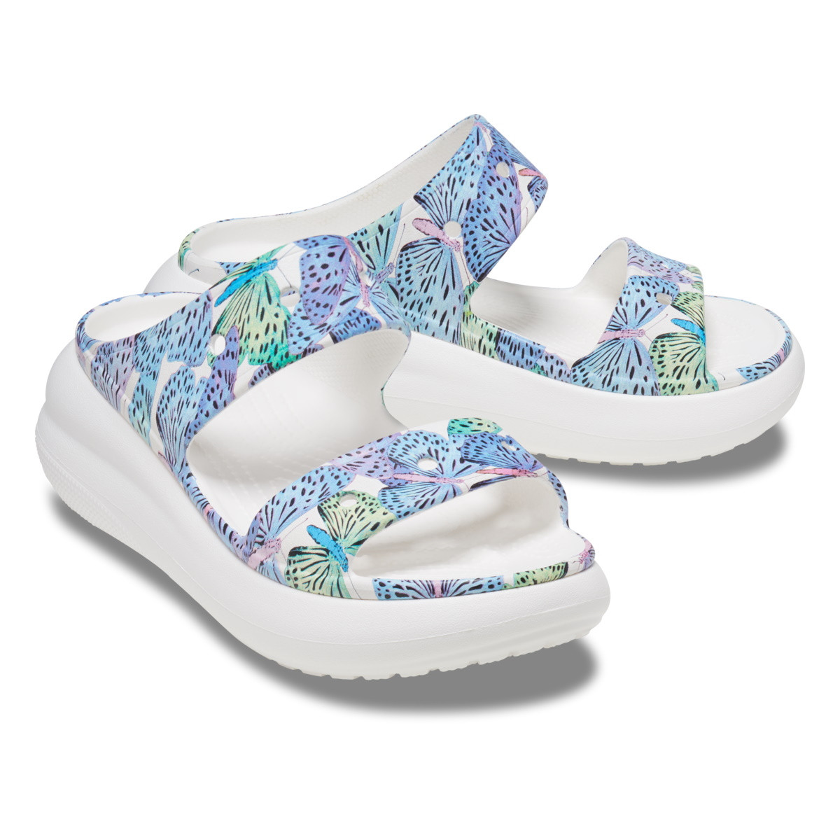 Sandale Crocs Classic Crush Butterfly Sandal Alb - White/Multi - 3 | YEO